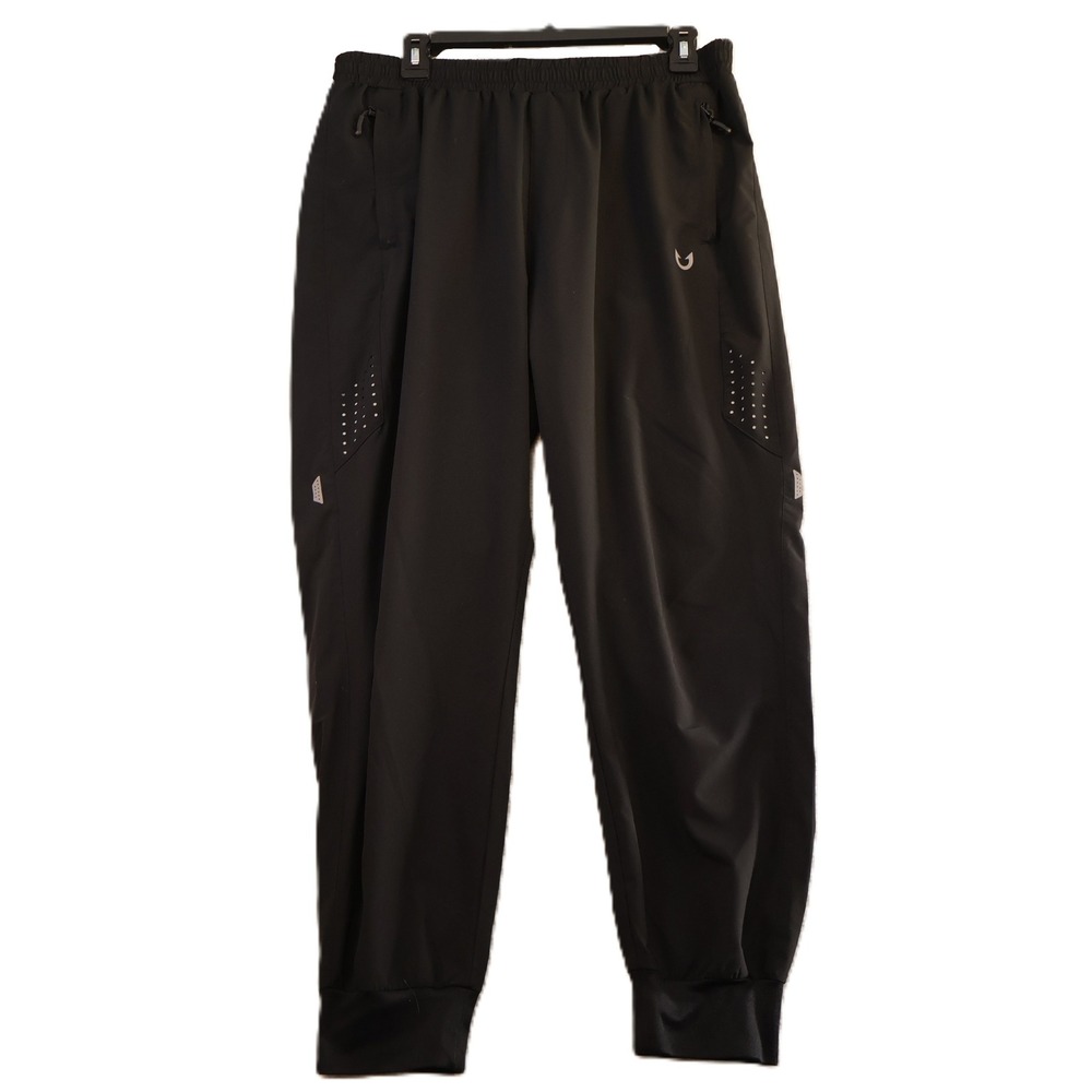 Northyard Mens L Jogger Pants Black Athletic Techwear Stretch Zipper Pockets
